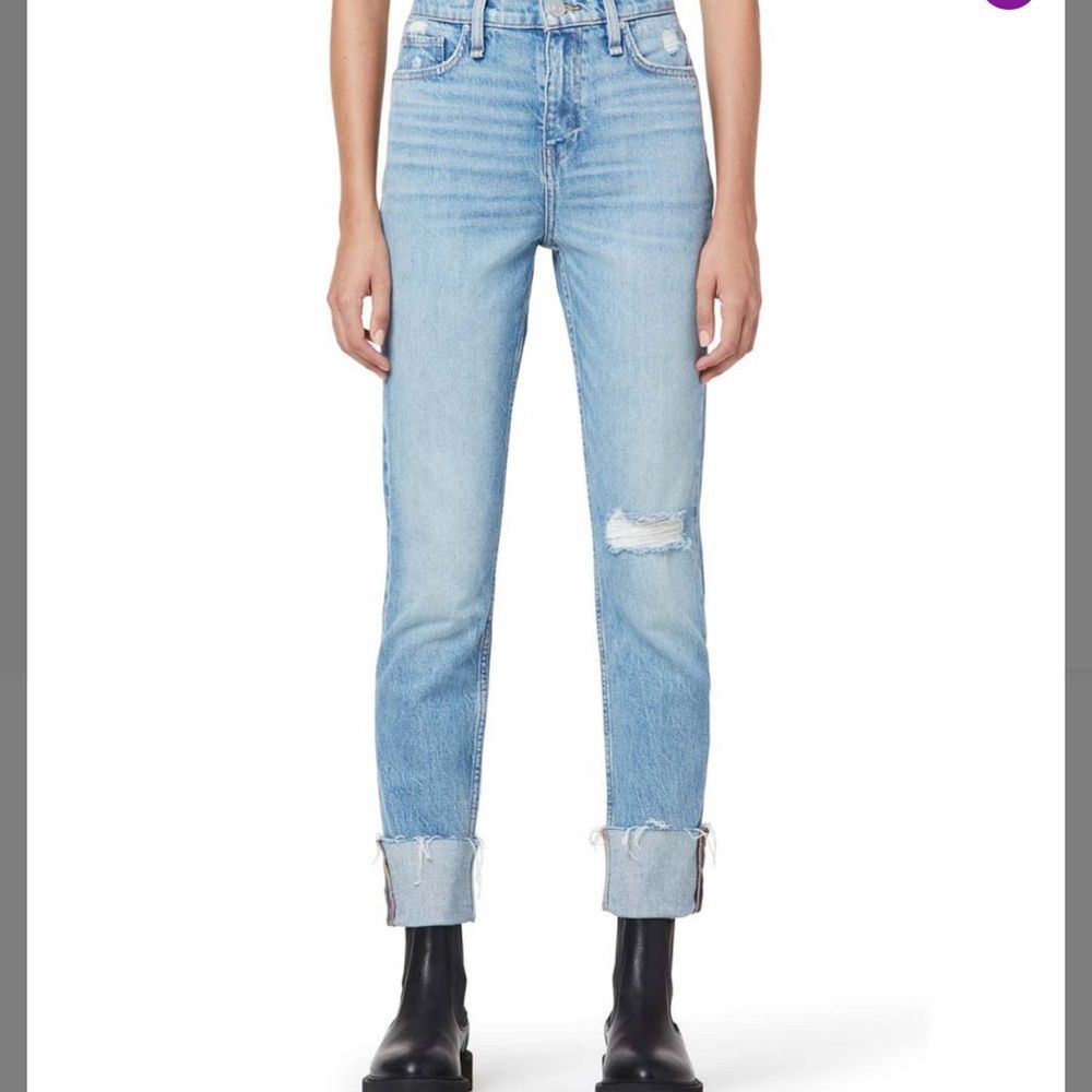 Hudson Landslide Denim Holly High-rise Straight Ankle Mom Jeans 32/12 Button Fly - Picture 4 of 9